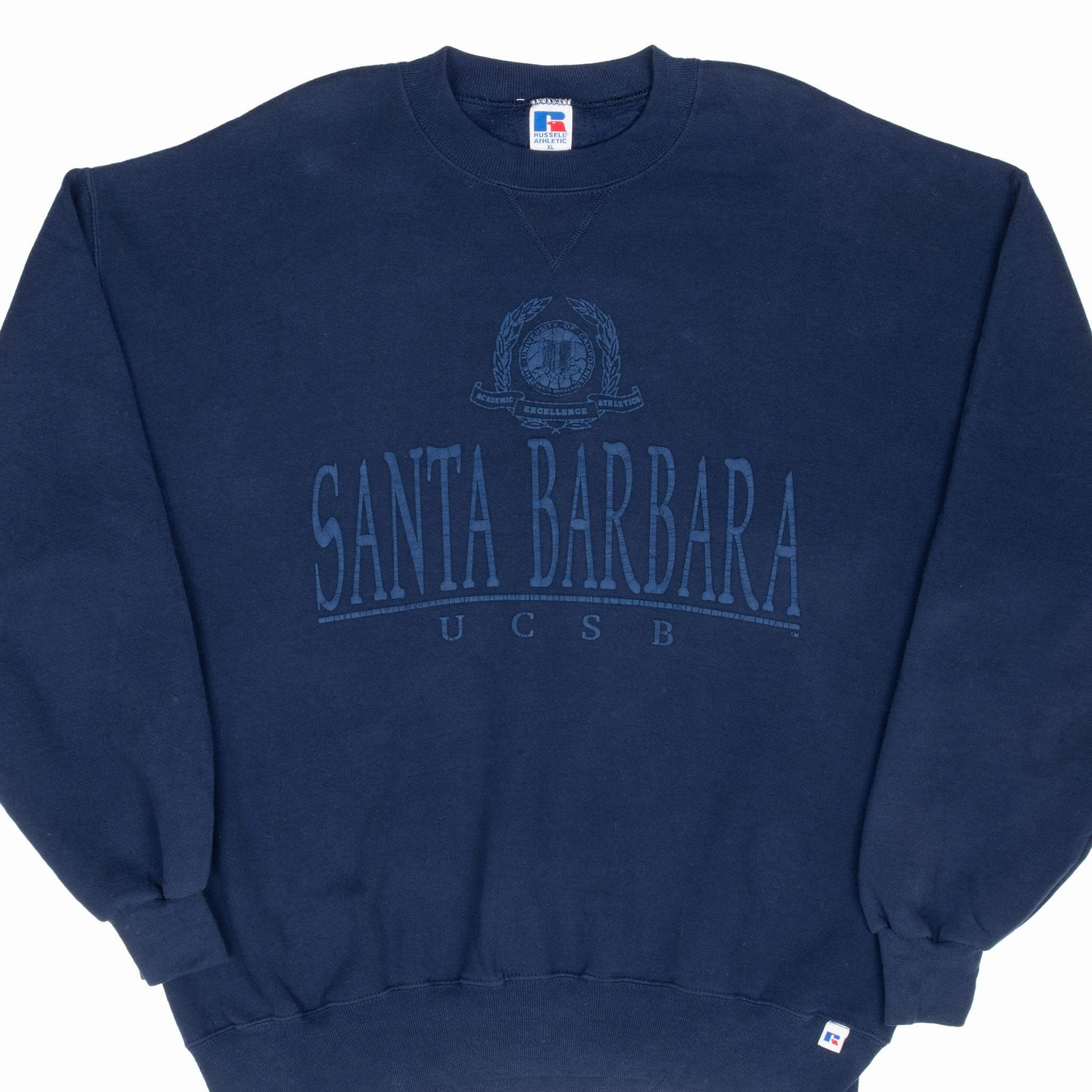 Long Sleeves VINTAGE UCSB SANTA BARBARA BLUE RUSSELL SWEATSHIRT 1990S XL MADE IN USA
