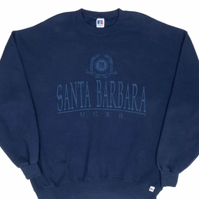 Long Sleeves VINTAGE UCSB SANTA BARBARA BLUE RUSSELL SWEATSHIRT 1990S XL MADE IN USA