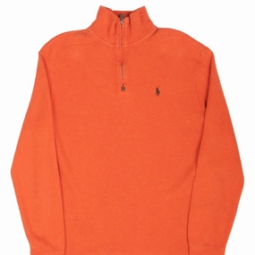 VINTAGE POLO RALPH LAUREN ORANGE QUARTER 1/4 ZIP SWEATER SMALL anniversary wear