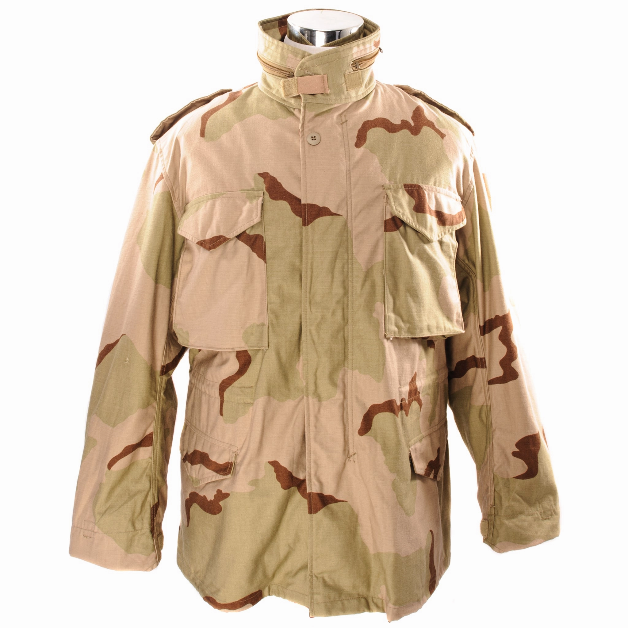 VINTAGE US ARMY M-1965 M65 FIELD JACKET DESERT CAMOUFLAGE PATTERN 1991 GULF WAR SIZE MEDIUM REGULAR Quick Zip