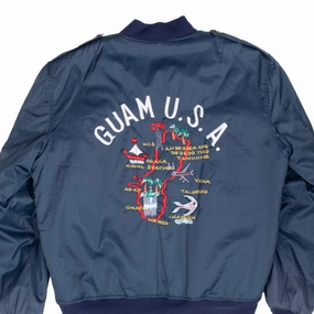 VINTAGE GUAM EMBROIDERED SOUVENIR BOMBER JACKET XL Bold Detail