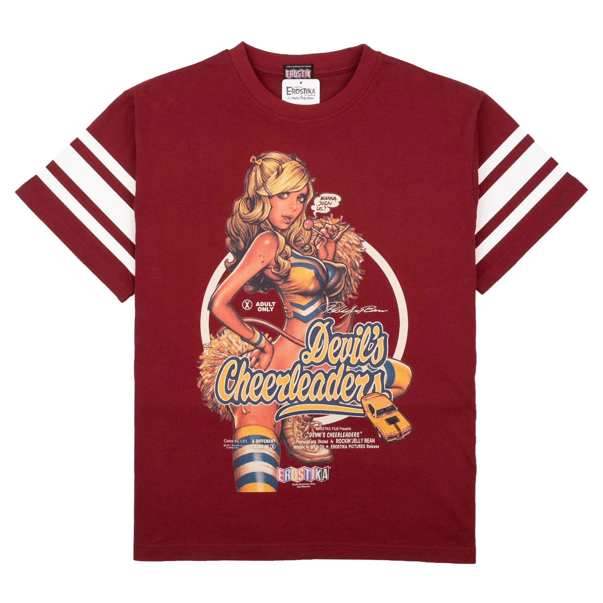 Bold and Comfortable Devil's Cheerleaders T-Shirt - Burgundy