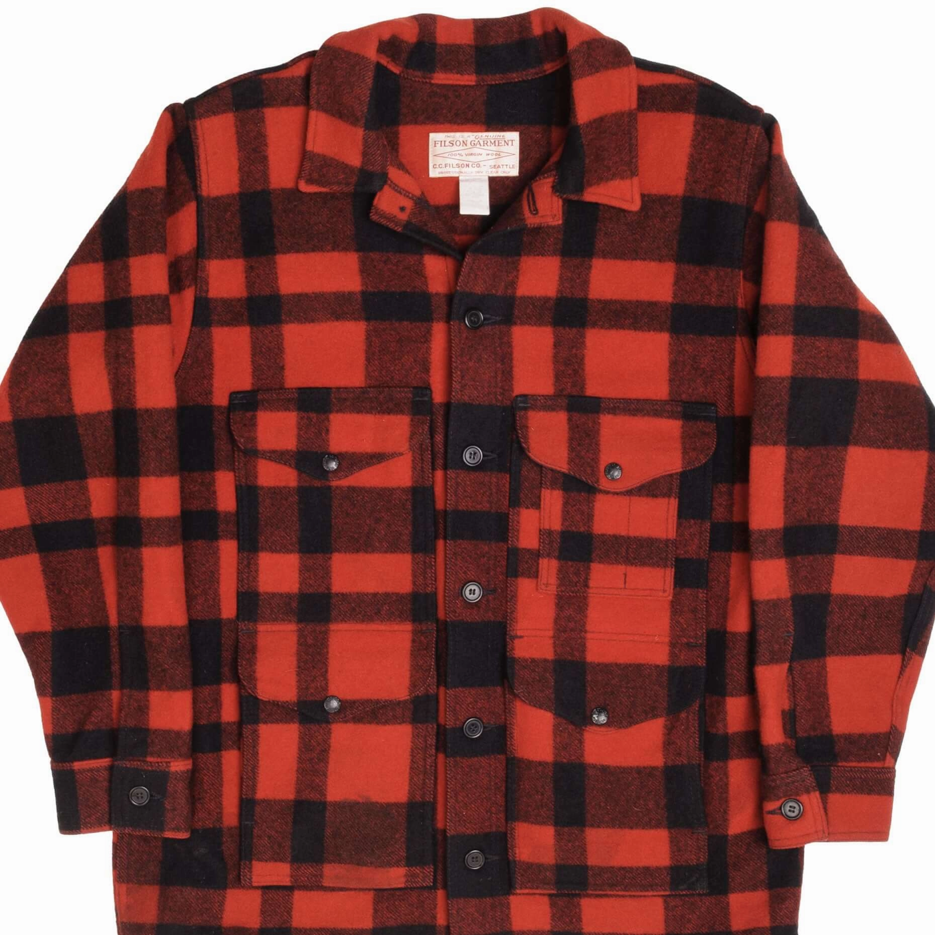 Fashion Finish Chill Control VINTAGE CC FILSON WOOL MACKINAW CRUISER PLAID STYLE 110 SZE XL 1990S MADE IN USA