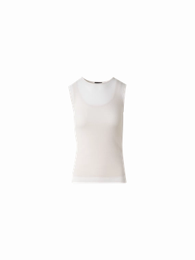 Double Layered Knit Top in Sheer Cotton Natural Fiber Construction Seasonless Style