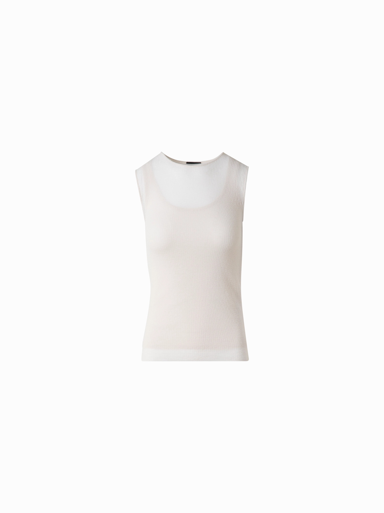 Ribbed Hemline Double Layered Knit Top in Sheer Cotton