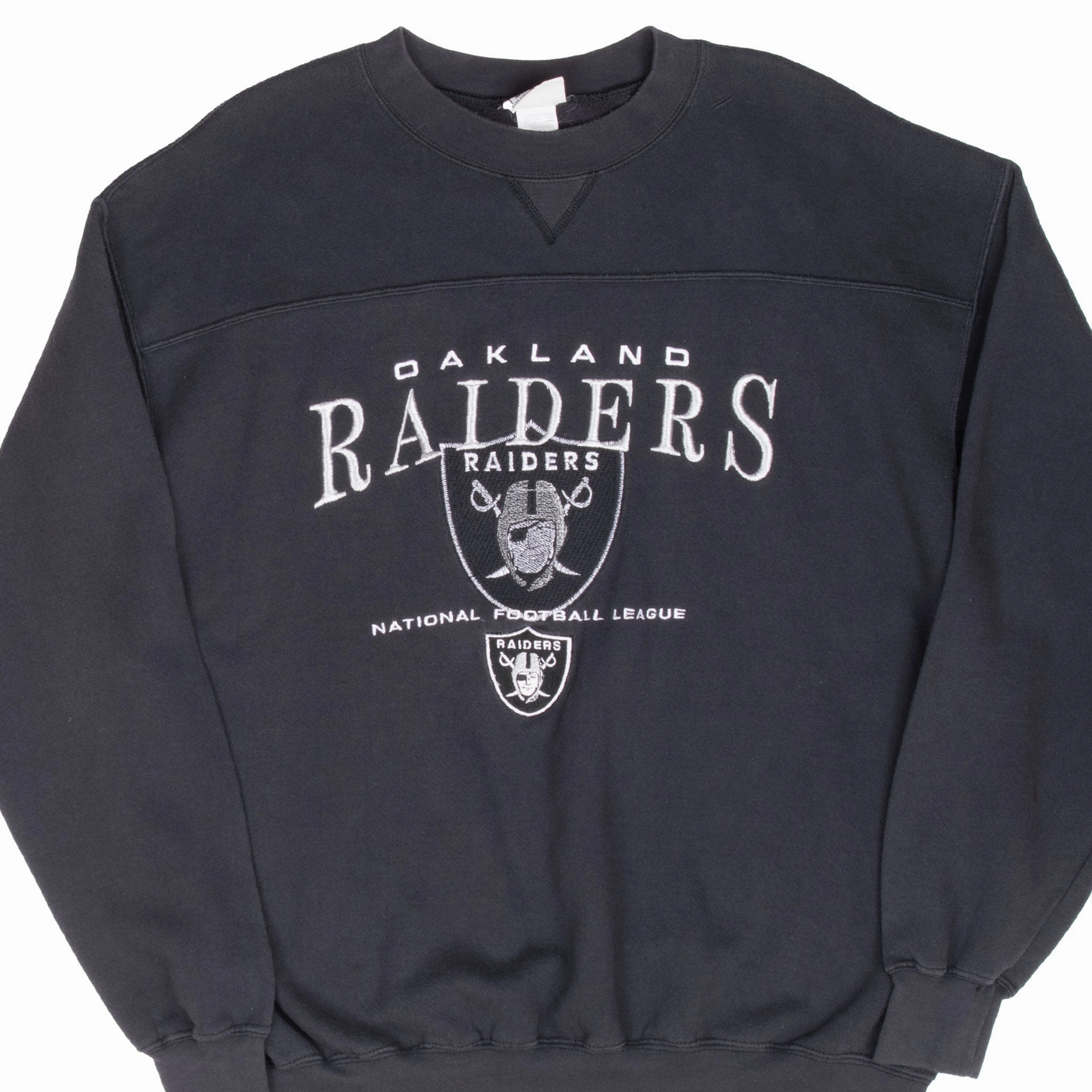 ideal for birthdays product rating VINTAGE NFL OAKLAND RAIDERS EMBROIDERED 1990S SWEATSHIRT LARGE