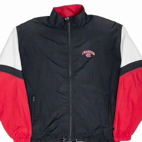 VINTAGE CHAMPION BLACK & RED WINDBREAKER JACKET 1990S XL All Season