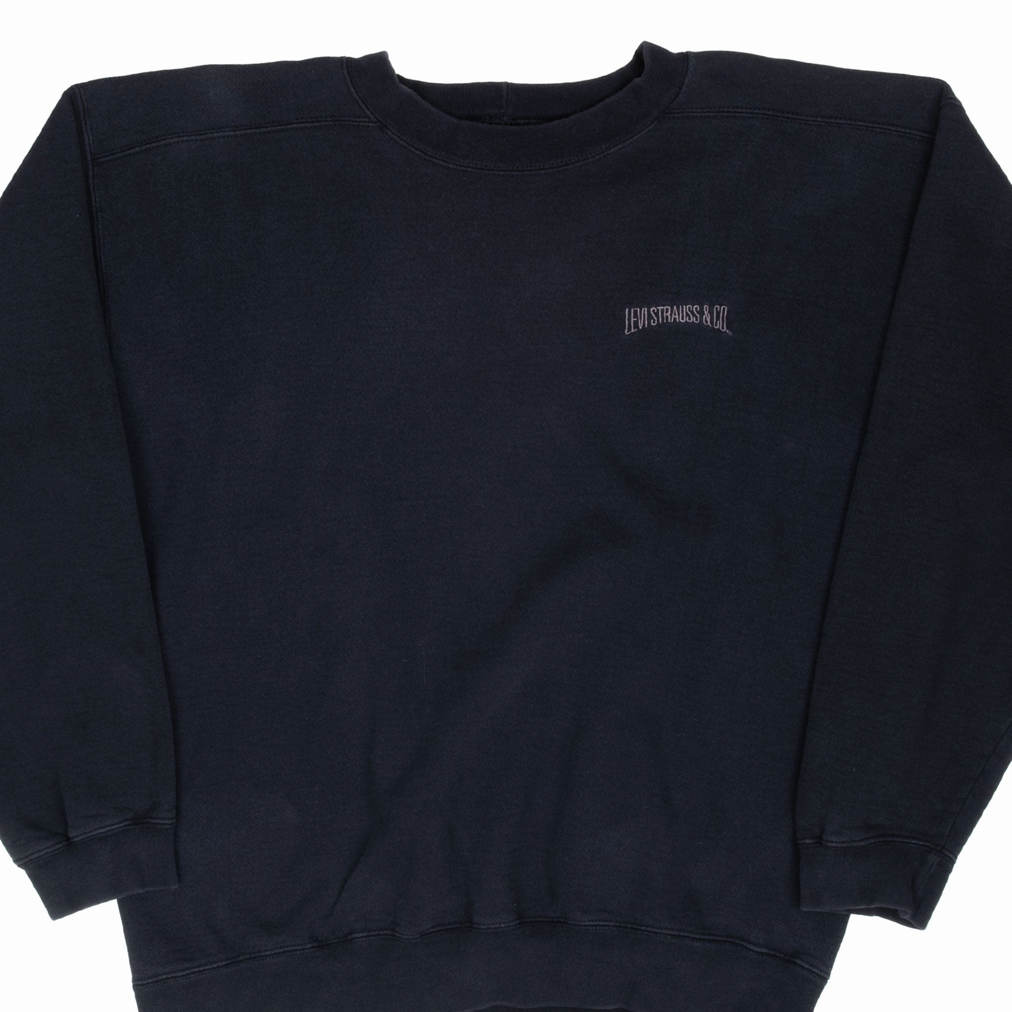 VINTAGE LEVIS BLACK SWEATSHIRT LARGE 1990S MADE IN USA Mid range