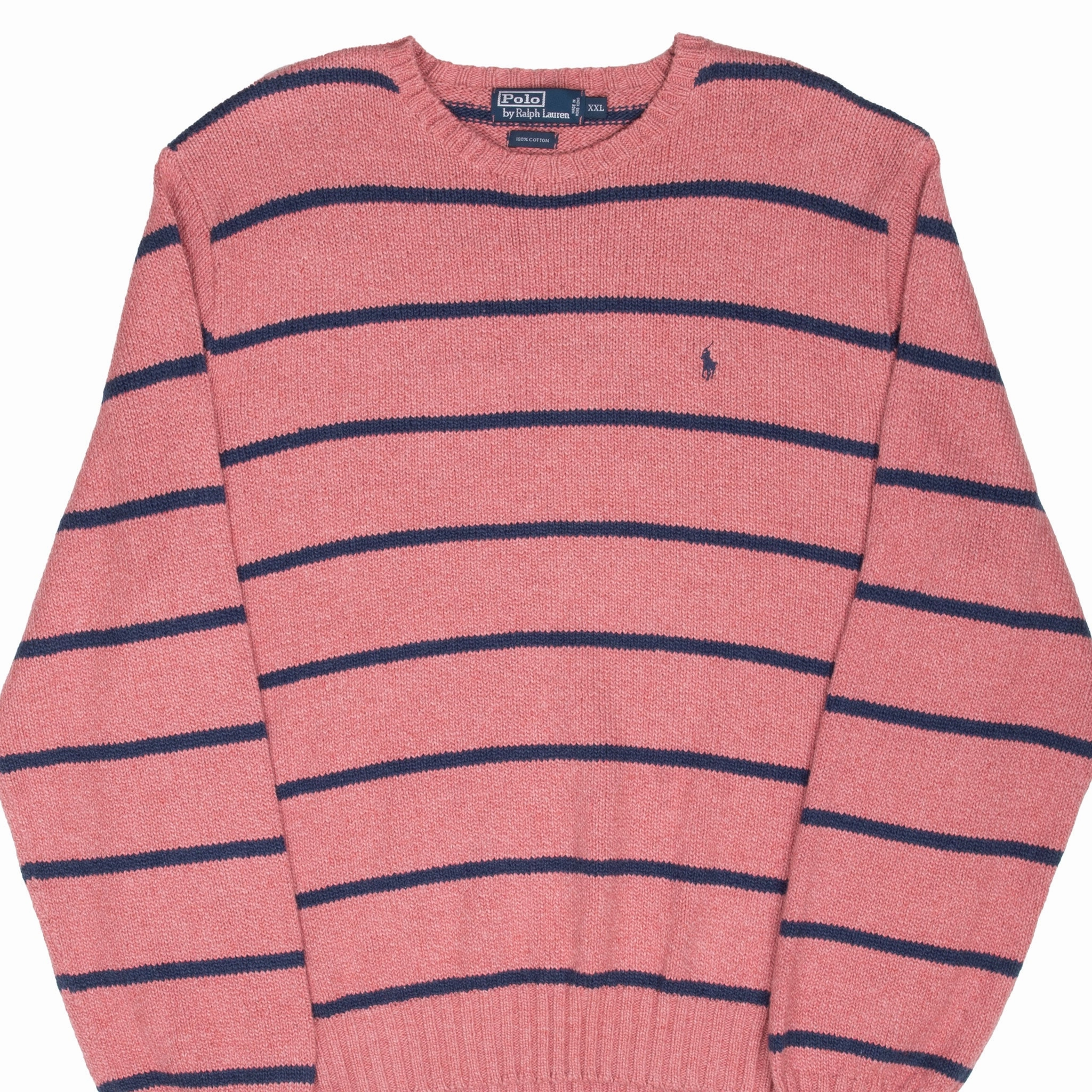 VINTAGE RALPH LAUREN PINK BLUE STRIPE KNIT SWEATER CREWNECK 1990S 2XL product weekday wearability waterproof