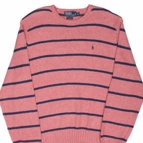 VINTAGE RALPH LAUREN PINK BLUE STRIPE KNIT SWEATER CREWNECK 1990S 2XL product weekday wearability waterproof