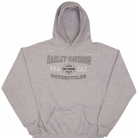 VINTAGE HARLEY DAVIDSON LOUD & PROUD GREY HOODIE SWEATSHIRT 2002 SIZE XL Geometric Print Weekend Casual
