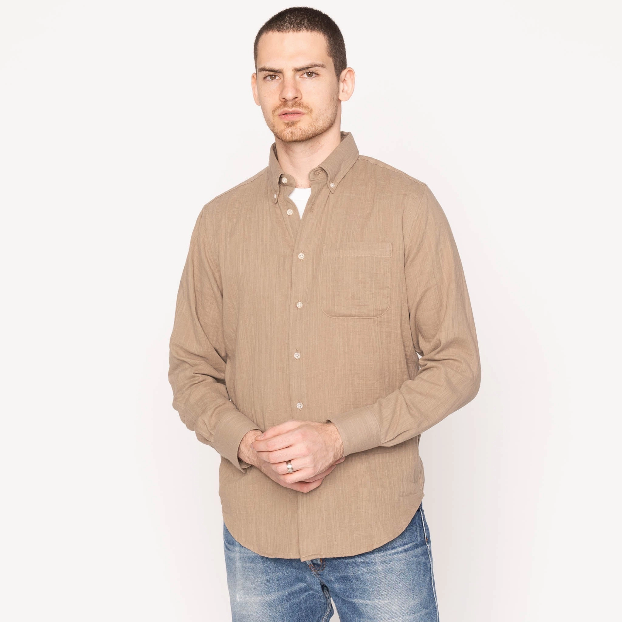 Cozy Comfort Easy Shirt - Double Weave Slub Gauze - Sand