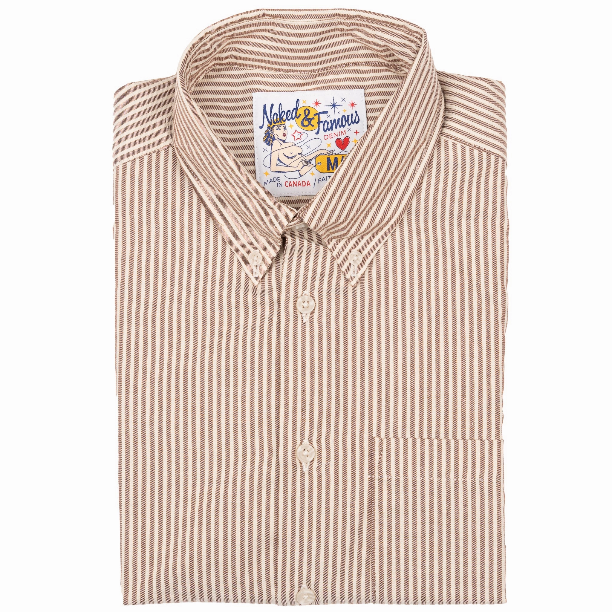 product surfing suitable balance product hook practicality Easy Shirt  - Soft Finish Classic Stripe - Cream   Brown