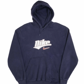 VINTAGE NIKE SPELLOUT SWOOSH NAVY BLUE HOODIE SWEATSHIRT 2000S SIZE XL good for weekends
