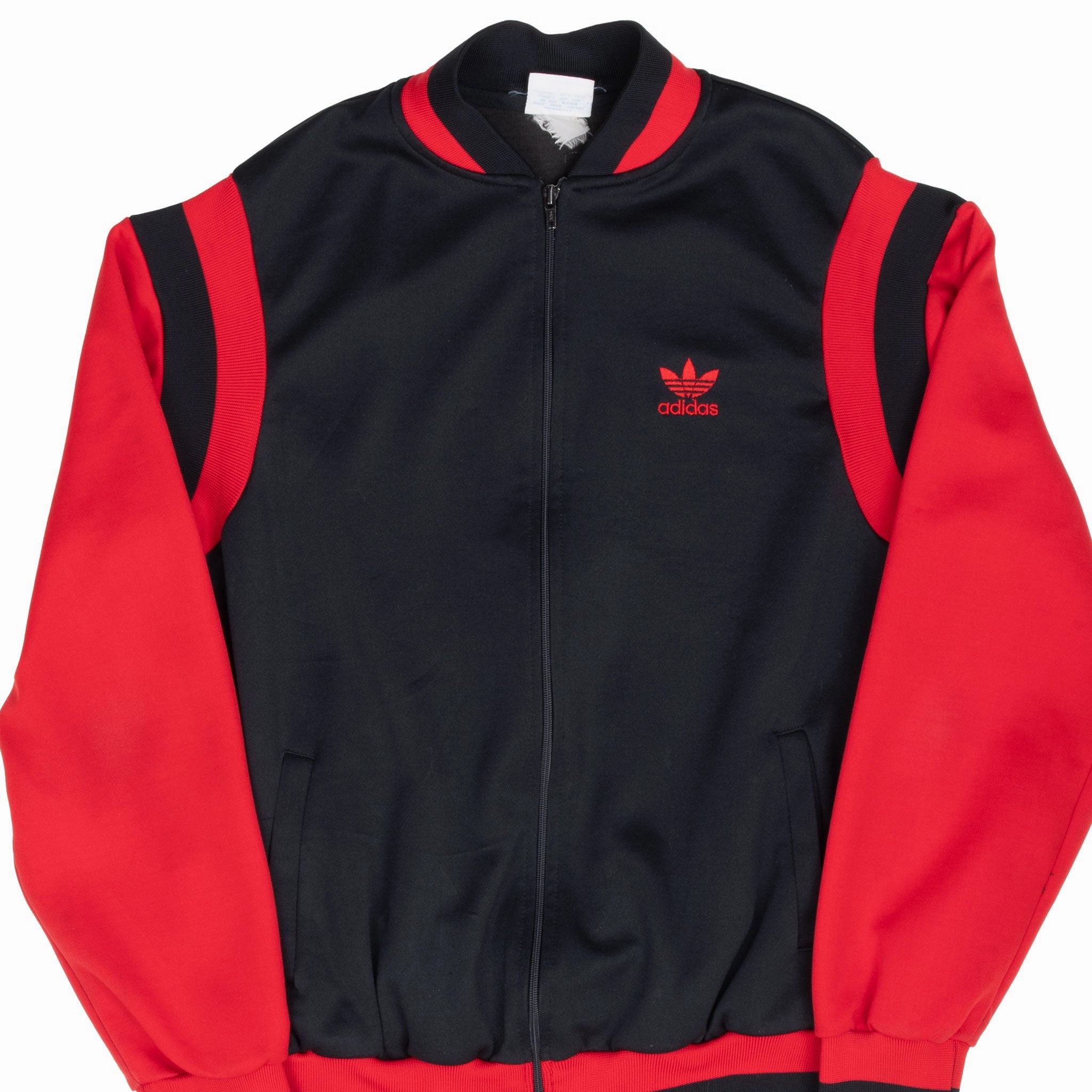 VINTAGE ADIDAS BLACK AND RED TRACK JACKET 1980S LARGE Stole Ultimate Jacket