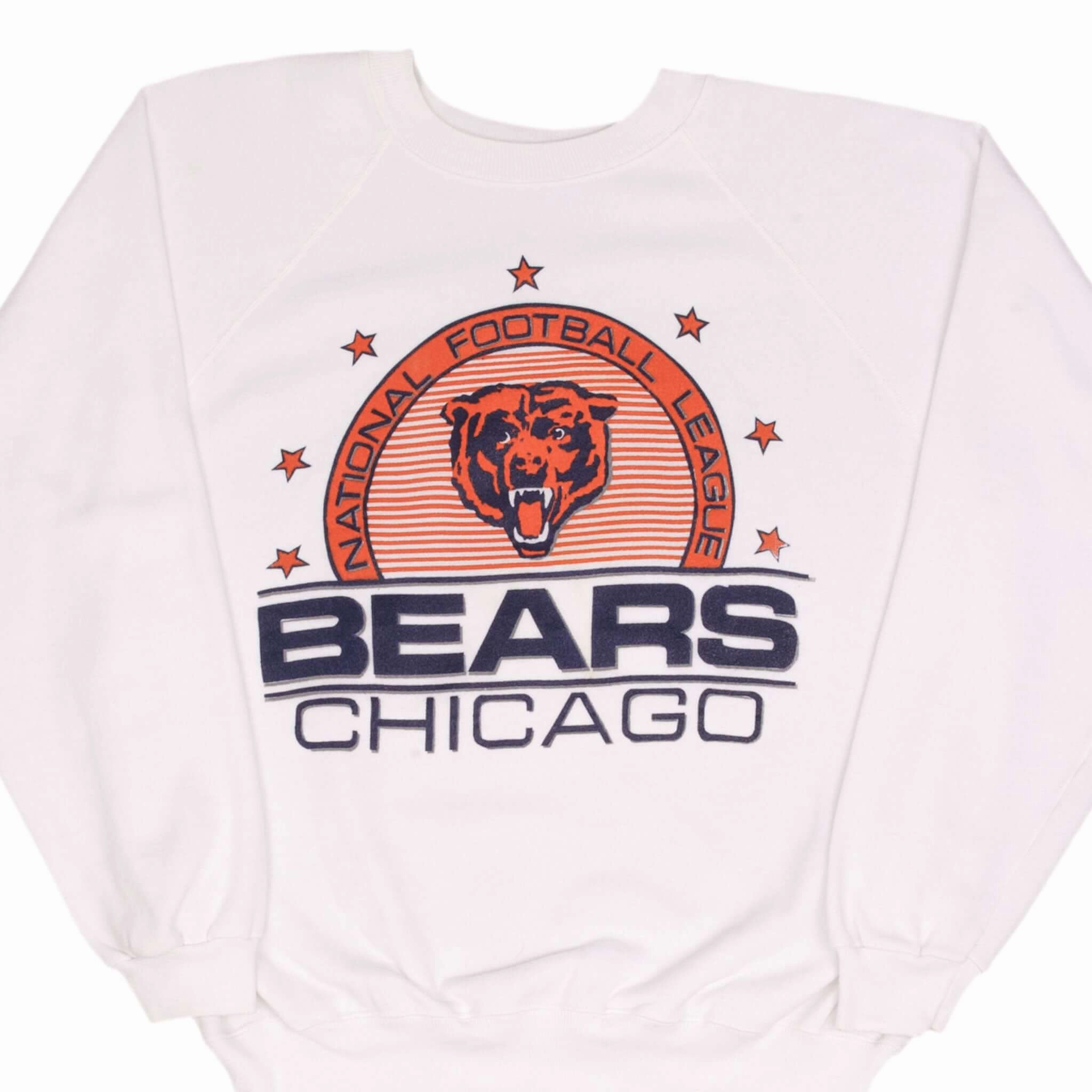 VINTAGE NFL CHICAGO BEARS HANES WHITE SWEATSHIRT 1980S SIZE XL MADE IN USA Chill Wearable product urban style quotient