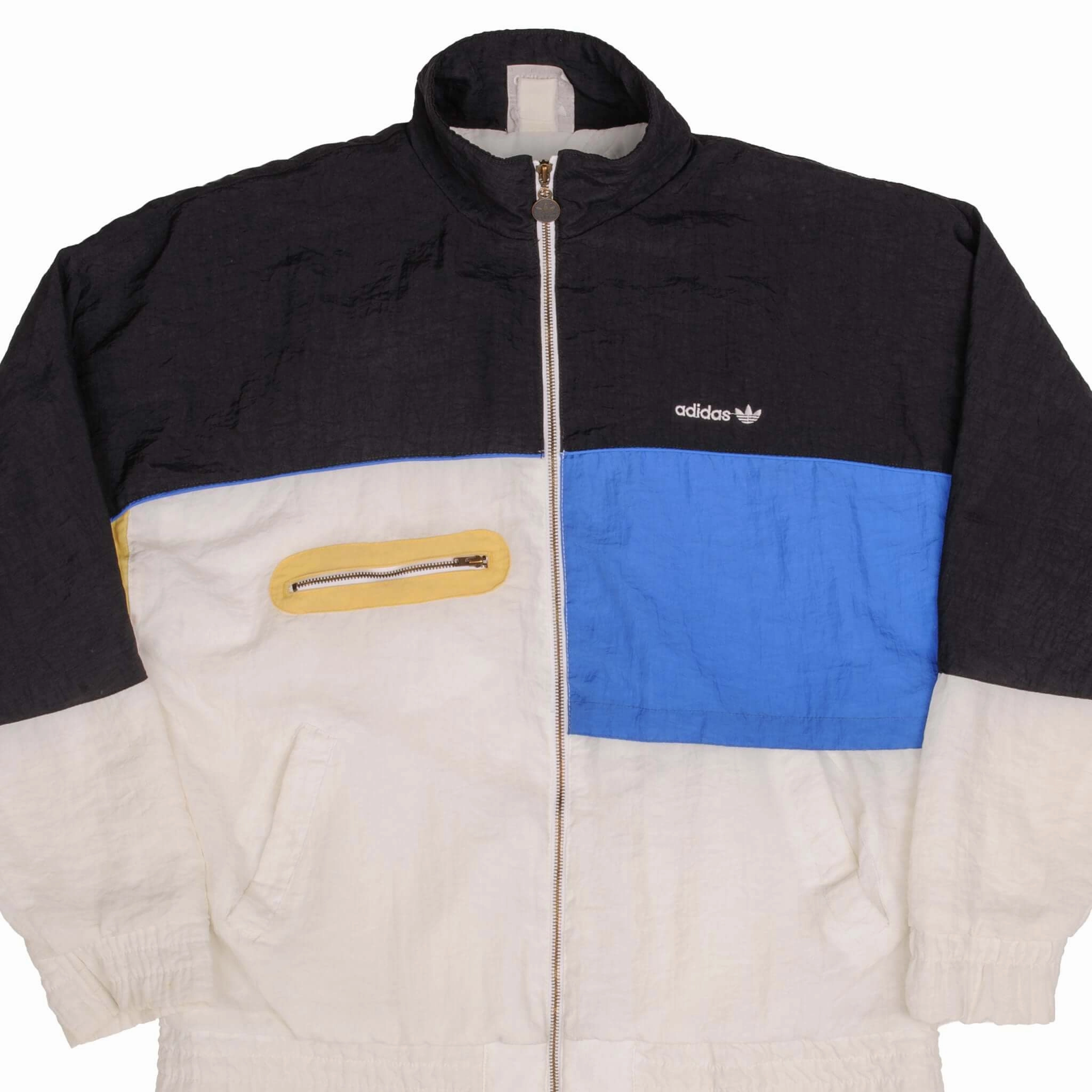 VINTAGE ADIDAS NYLON WINDBREAKER JACKET 1980S SIZE LARGE Flexible Elbow Panels Anti-pilling