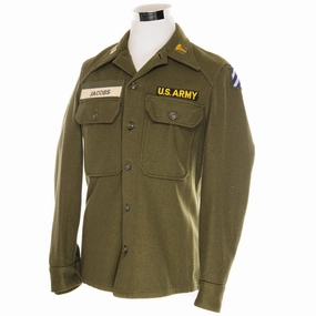 VINTAGE US ARMY WOOL SHIRT 1961 COLD WAR SIZE SMALL WITH PATCHES Gift worthy Festival wear