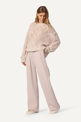 Layered Knit ALSTON OPEN KNIT BOYFRIEND CASHMERE CREWNECK | HIMALAYA