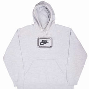 VINTAGE NIKE SPELLOUT SWOOSH GREY HOODIE SWEATSHIRT 2000S XL Active Wear Look