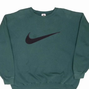 Relaxing Wear All-Weather Wear VINTAGE NIKE BIG SWOOSH GREEN SWEATSHIRT 1990S LARGE MADE IN USA
