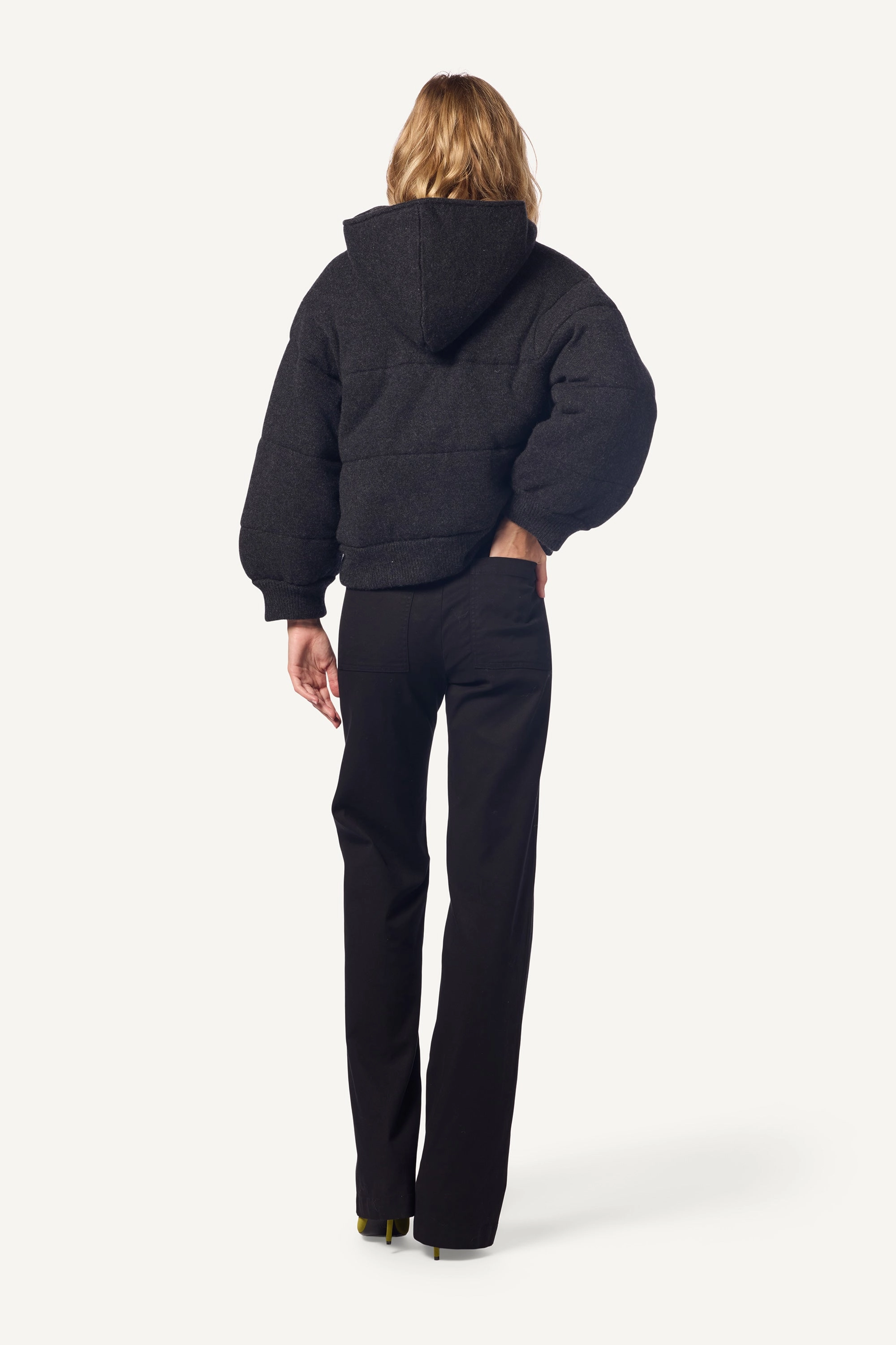 EVEREST QUILTED CASHMERE PUFFER WITH HOOD | ASPHALT CHARCOAL Cold Proof Reinforced Hem