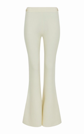 Ayala Flare Cropped Knit Pant in Ivory Merino Wool Cashmere Low Rise Fit Light Coverage