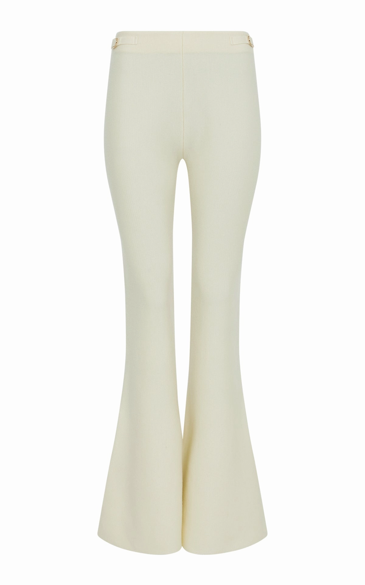 Ayala Flare Cropped Knit Pant in Ivory Merino Wool Cashmere Low Rise Fit Light Coverage