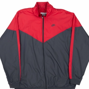 Off Duty exploration VINTAGE NIKE CLASSIC SWOOSH GREY & RED WINDBREAKER JACKET 2000S XL