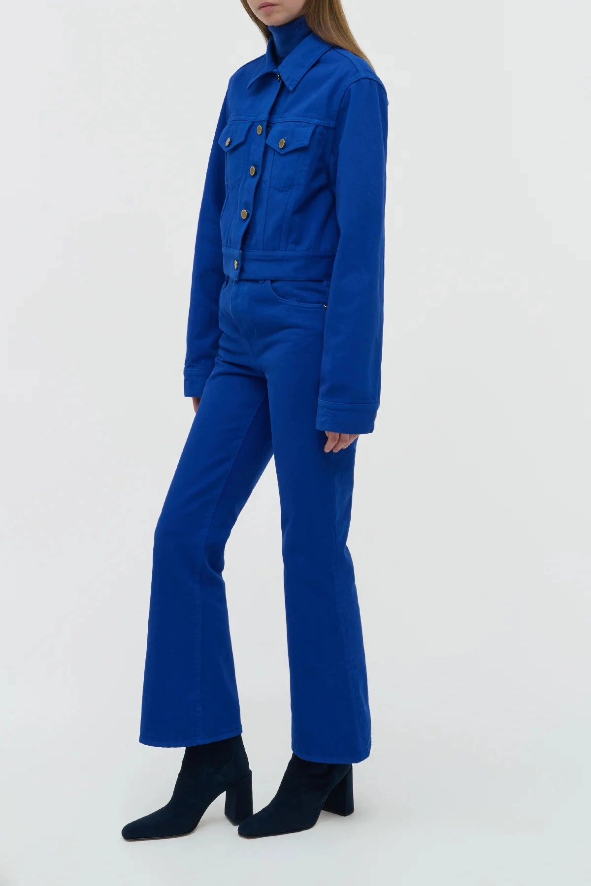 Perfectly Fit Ezra Bootcut Cropped Jean in Cobalt Recycled Cotton Denim