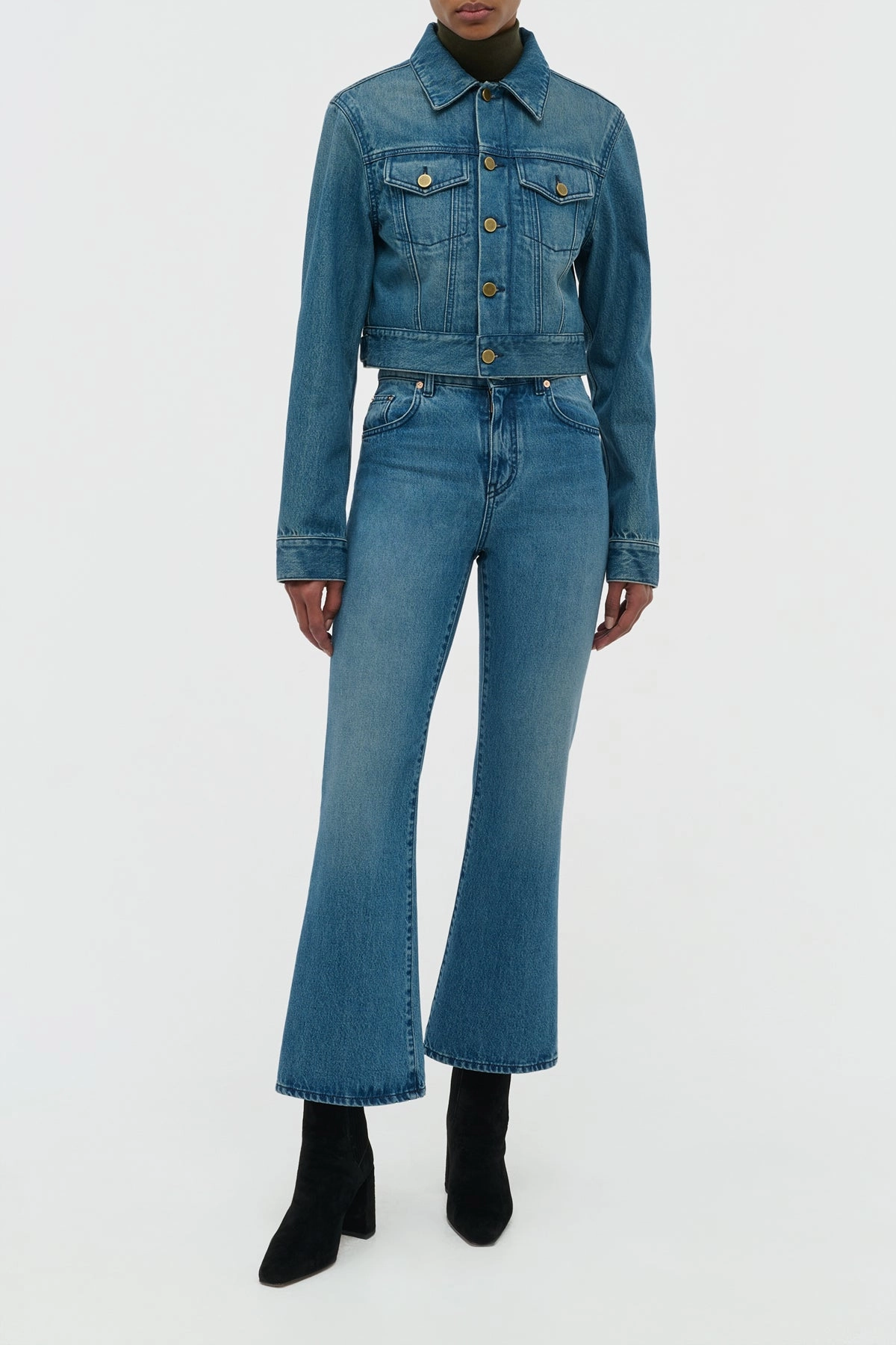 Simple Comfort Ezra Bootcut Cropped Jean in Uruguayan Blue Recycled Cotton Denim