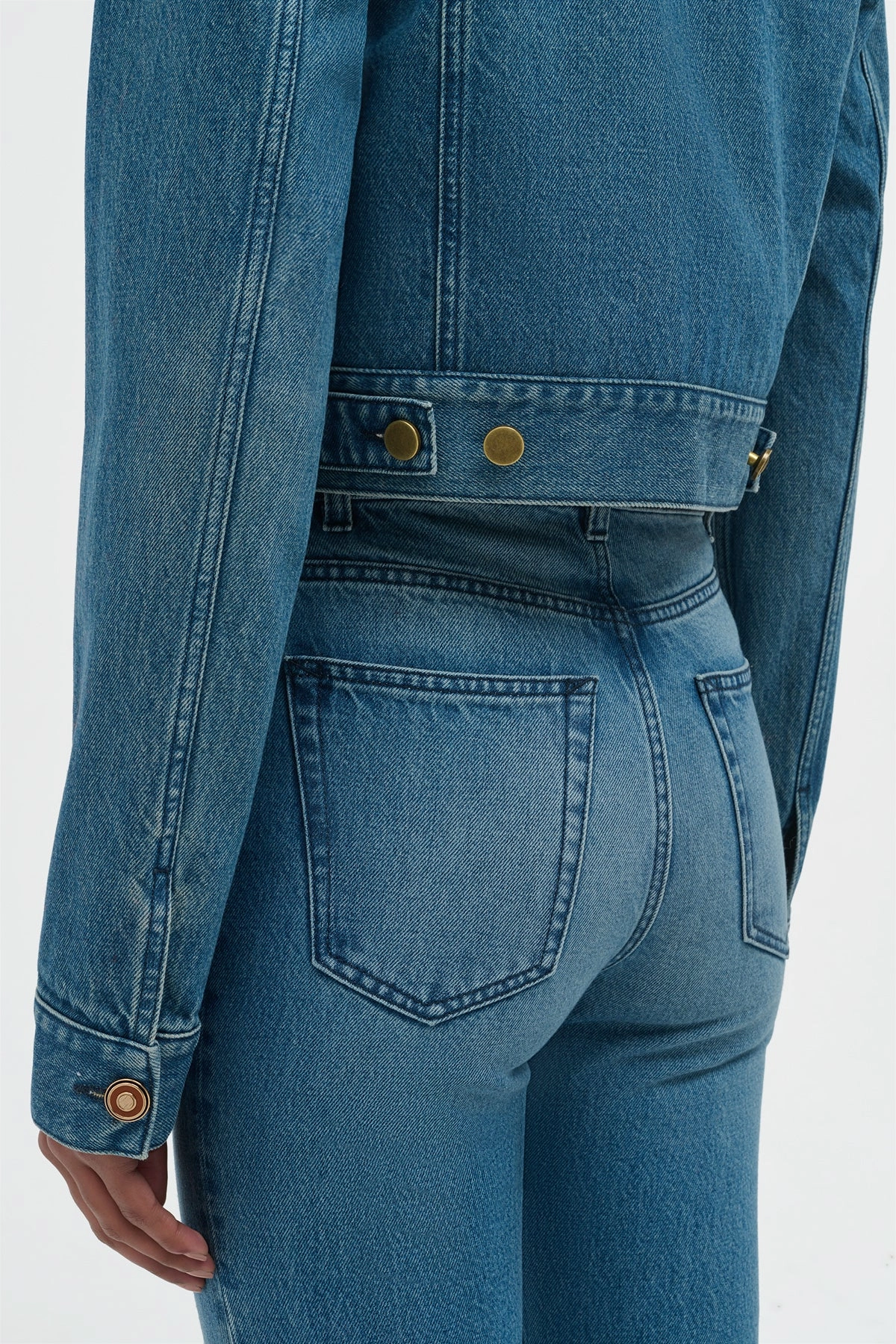 Trendy Vibe Ezra Bootcut Cropped Jean in Uruguayan Blue Recycled Cotton Denim