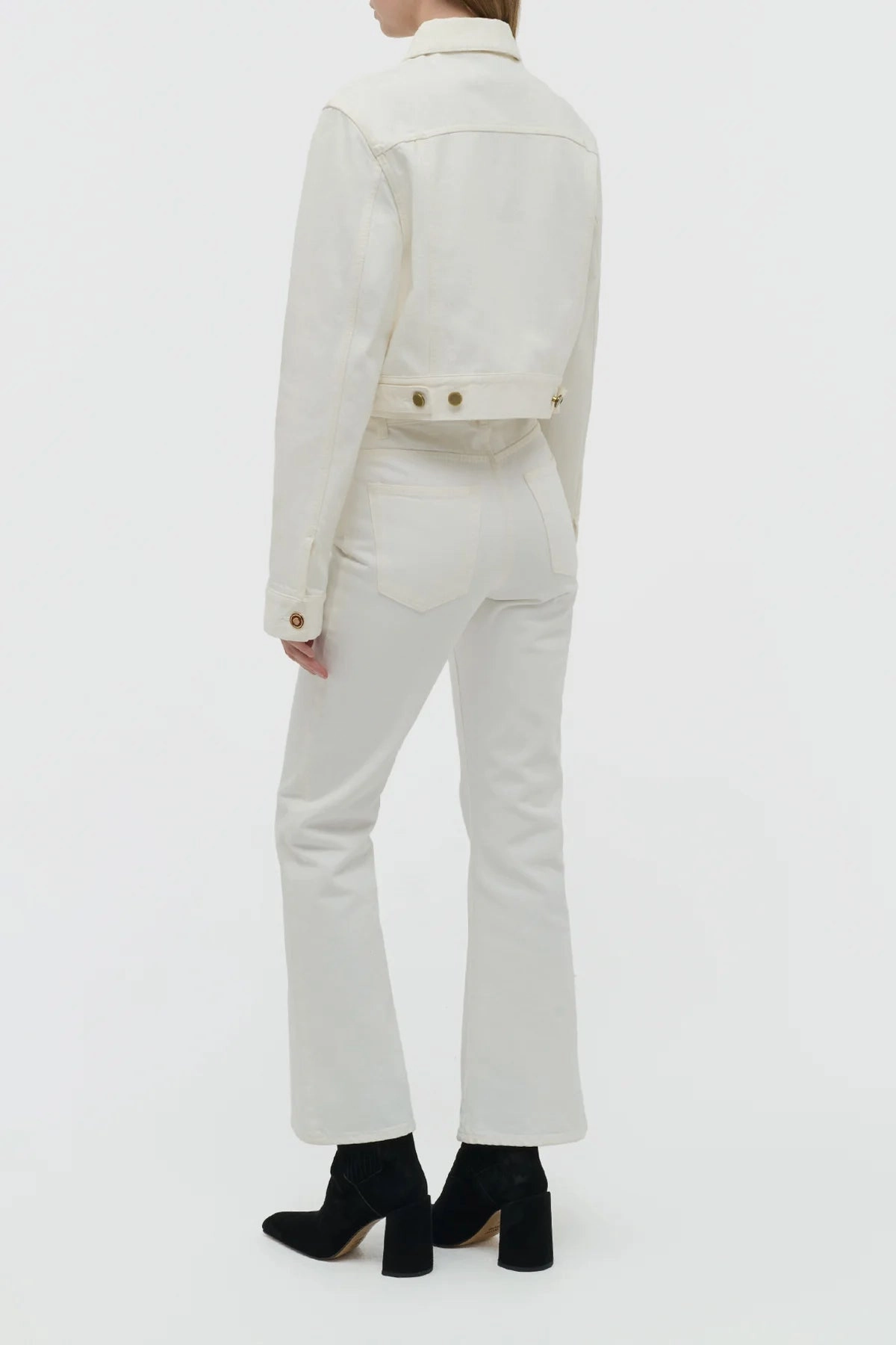 Ezra Bootcut Cropped Jean in White Recycled Cotton Denim Easy Layer