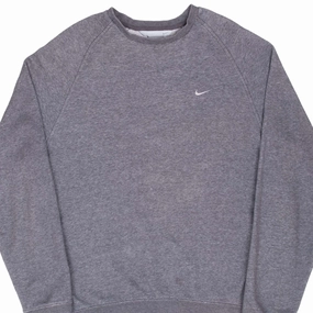 VINTAGE NIKE CLASSIC SWOOSH DARK GREY SWEATSHIRT 2000S LARGE Comfy Outerwear