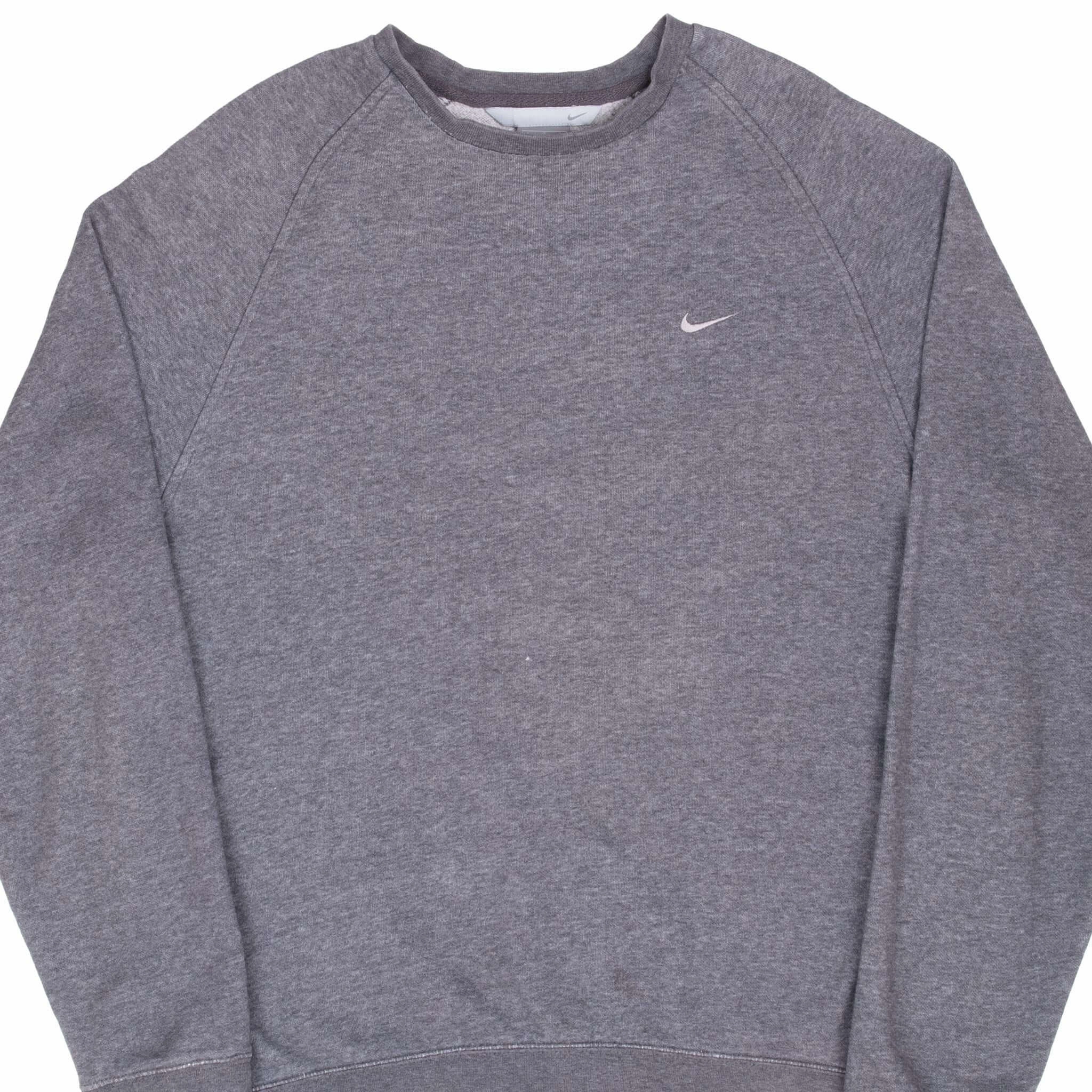VINTAGE NIKE CLASSIC SWOOSH DARK GREY SWEATSHIRT 2000S LARGE Comfy Outerwear