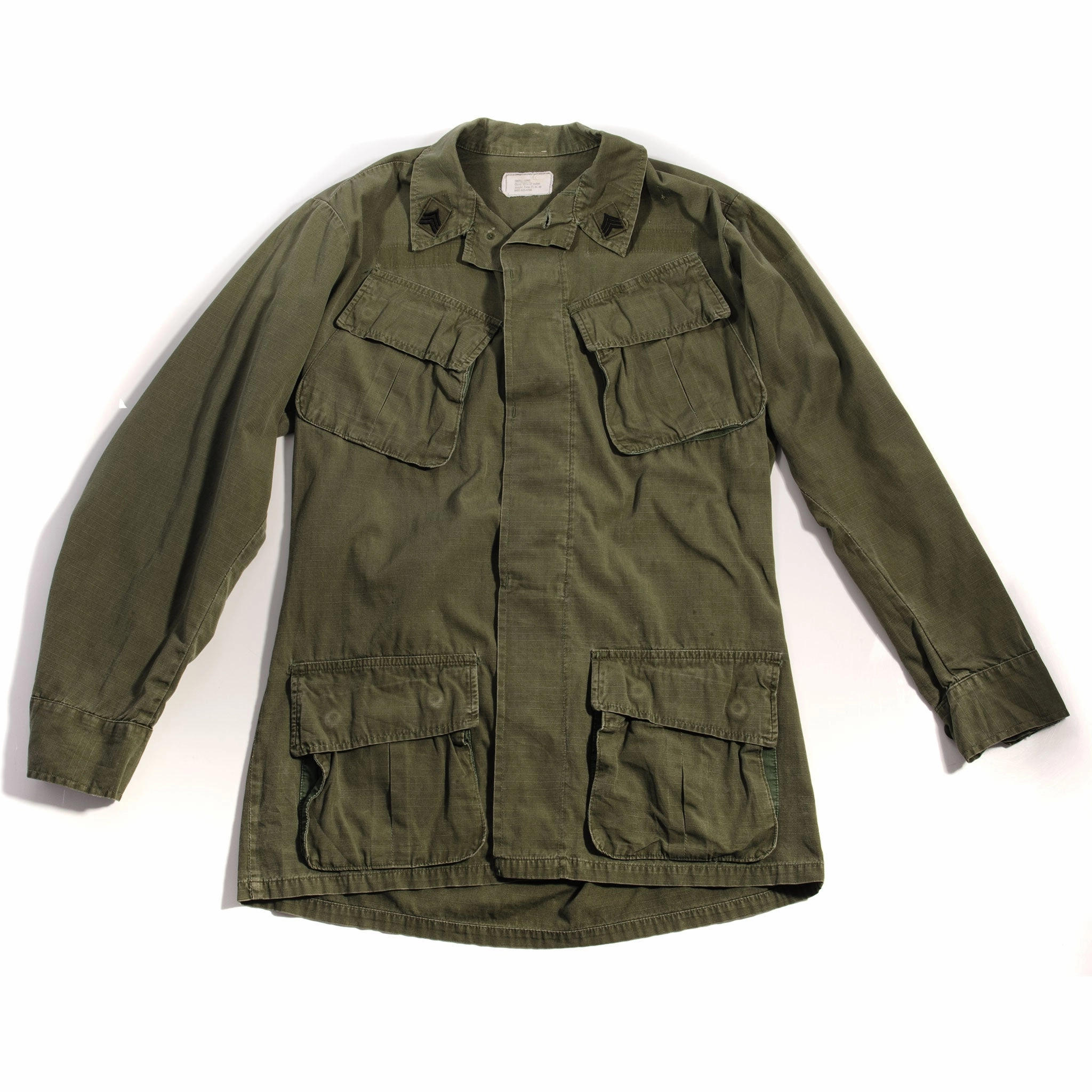 birthday Hope US ARMY TROPICAL COMBAT JACKET 5TH PATTERN 1970 VIETNAM WAR SERGEANT PATCH SIZE SMALL LONG