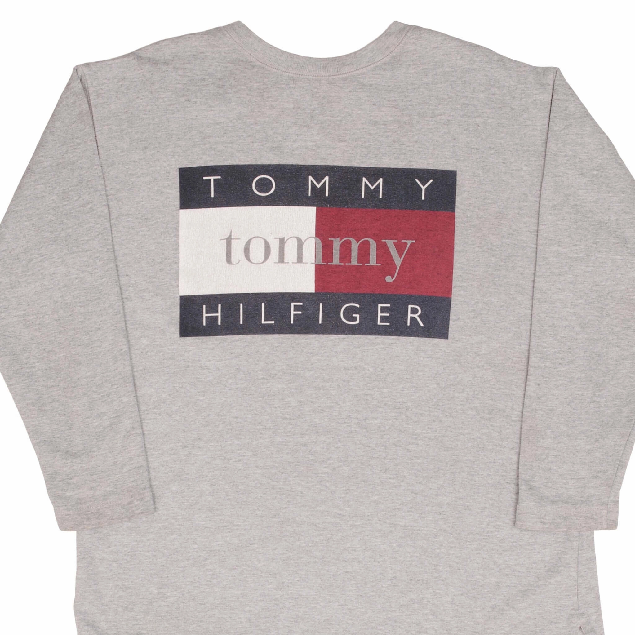 VINTAGE TOMMY HILFIGER SPELLOUT 1990S GREY SWEATSHIRT SIZE MEDIUM MADE IN USA Classic Comfort Branded Look