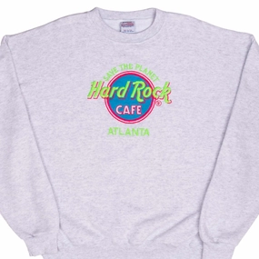 VINTAGE HARD ROCK CAFE SAVE THE PLANET ATLANTA GREY SWEATSHIRT 1990S XL Classic Comfort Comfortable fit