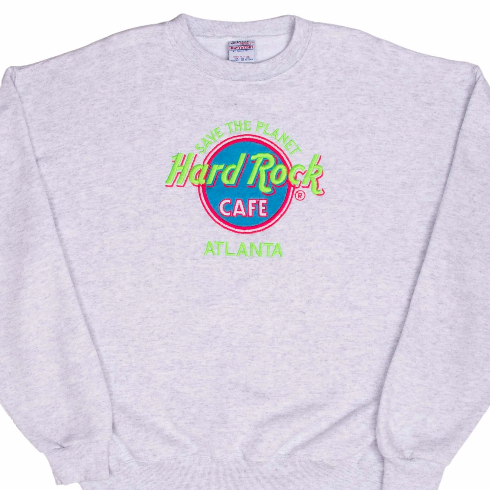VINTAGE HARD ROCK CAFE SAVE THE PLANET ATLANTA GREY SWEATSHIRT 1990S XL Classic Comfort Comfortable fit
