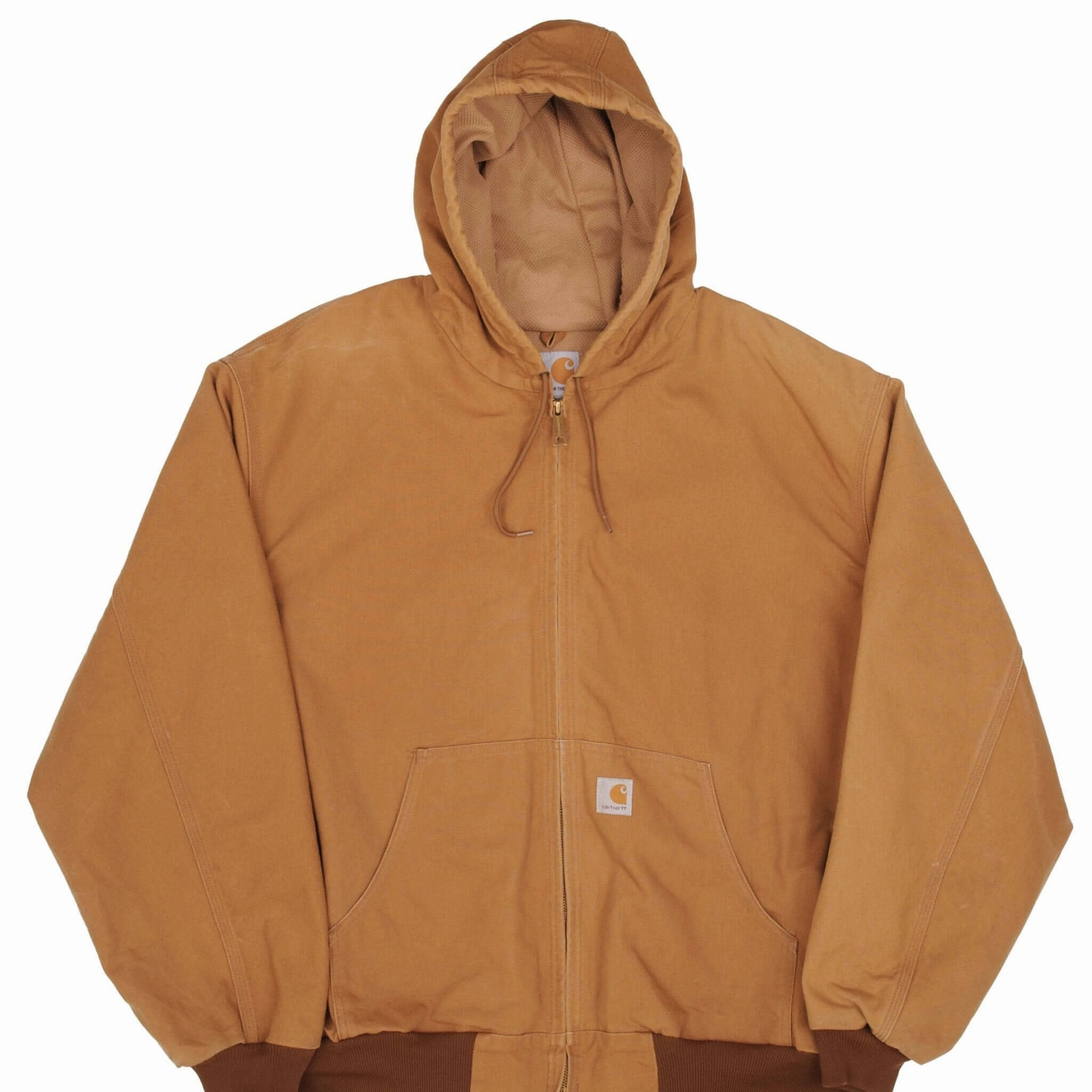 VINTAGE CARHARTT SANDSTONE HOODED ACTIVE JACKET J131BRN SIZE 3XL MADE IN USA Weather Resistant Coating