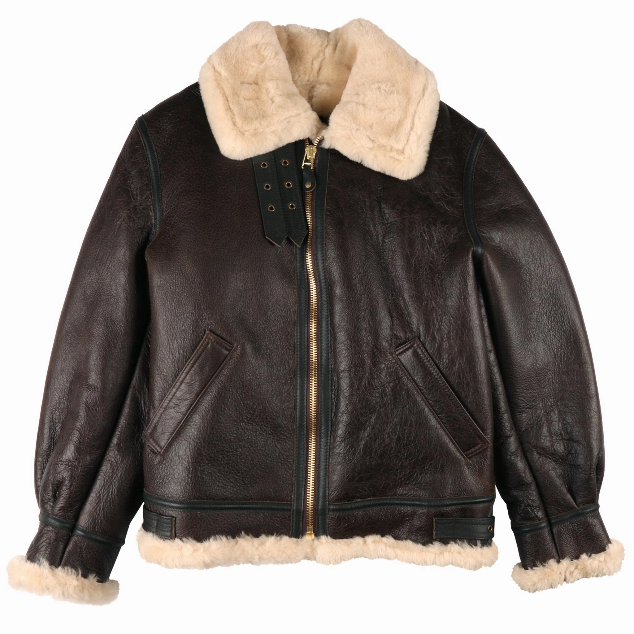 257S - Classic B-3 Sheepskin Leather Bomber Jacket - Brown Street Cool Quick Dry Technology