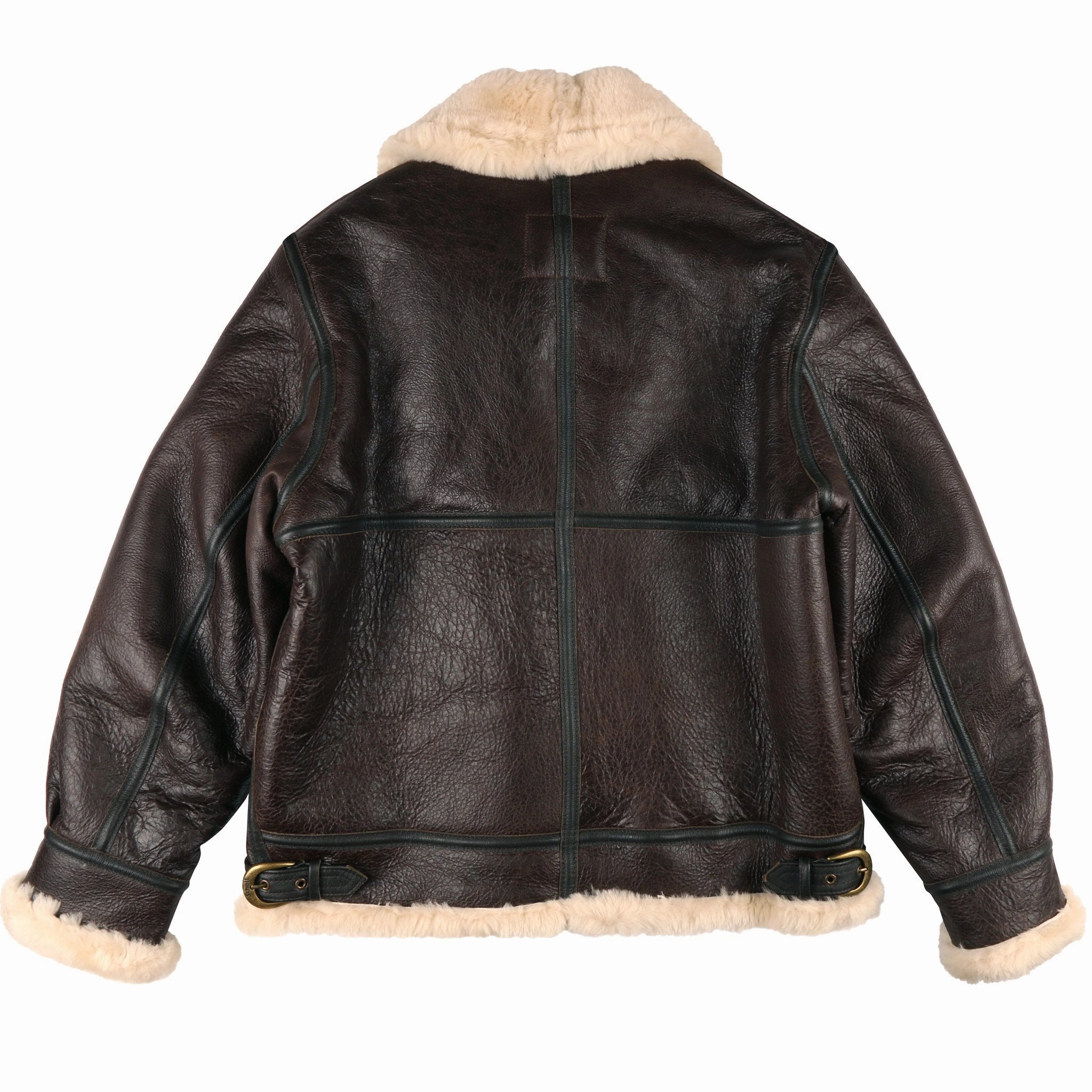 Loose-fit Crush 257S - Classic B-3 Sheepskin Leather Bomber Jacket - Brown
