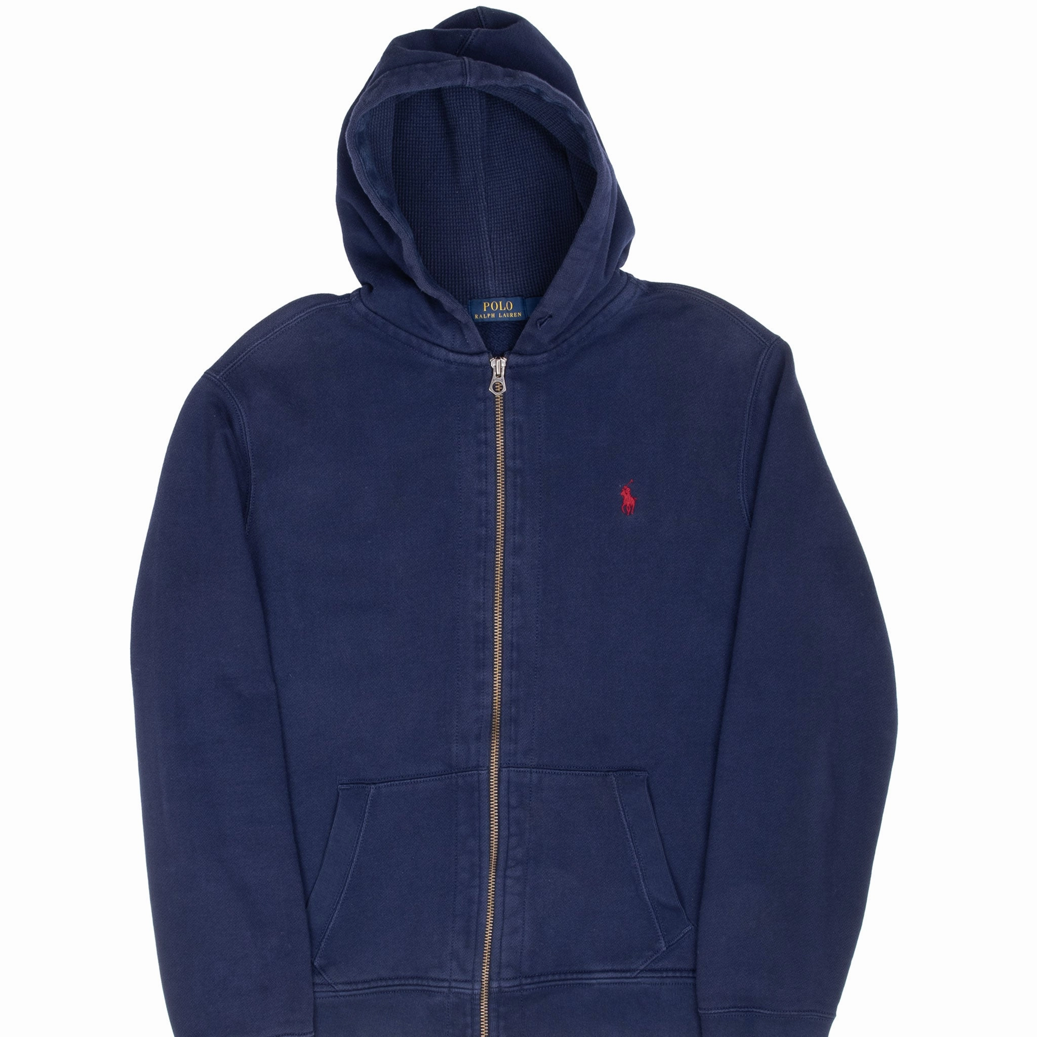 VINTAGE RALPH LAUREN FULL ZIP CLASSIC NAVY BLUE HOODIE SWEATSHIRT LARGE Lounge Wear Versatile Look