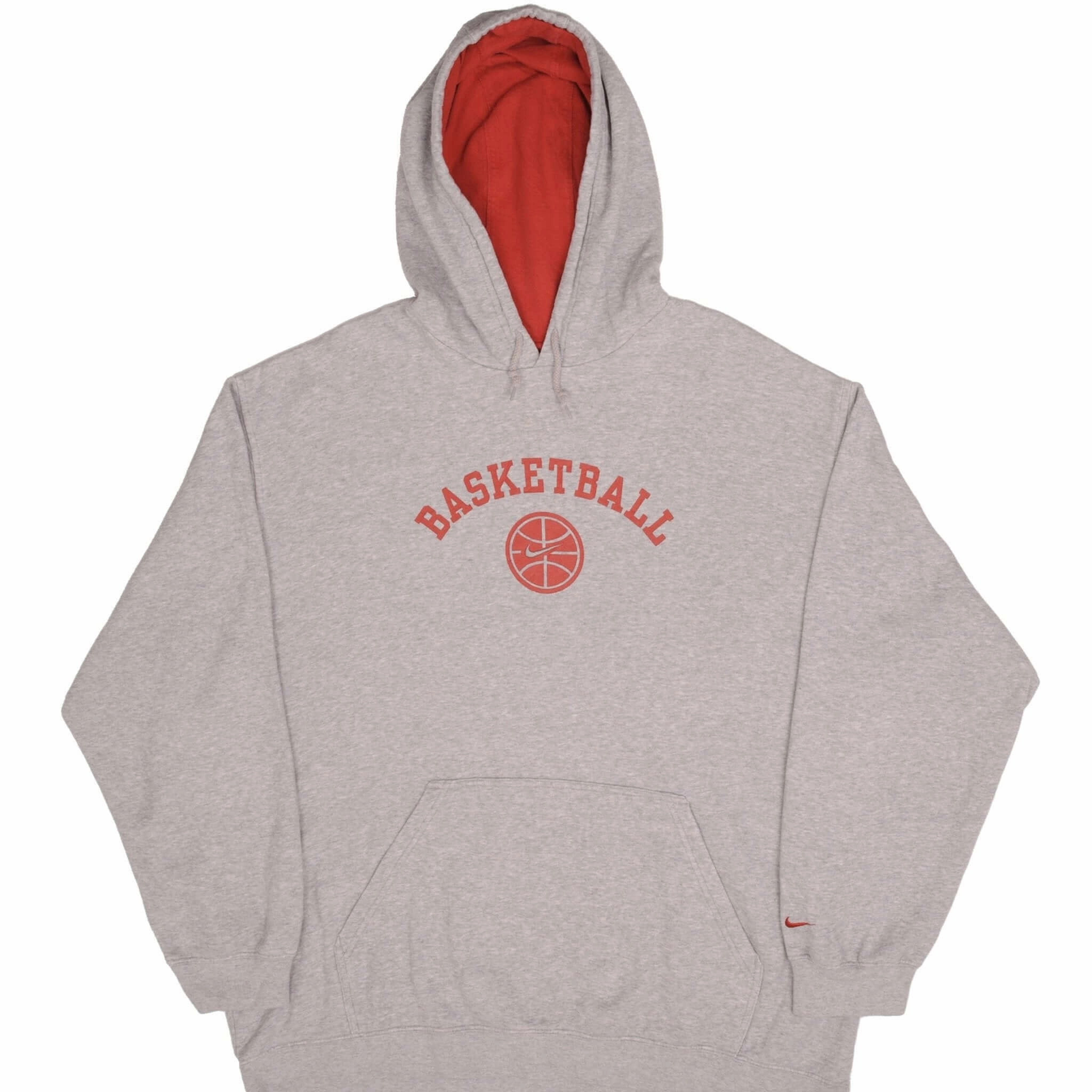 Pullover V-Neck VINTAGE NIKE SWOOSH BASKETBALL GREY HOODIE SWEATSHIRT 2000S SIZE XL