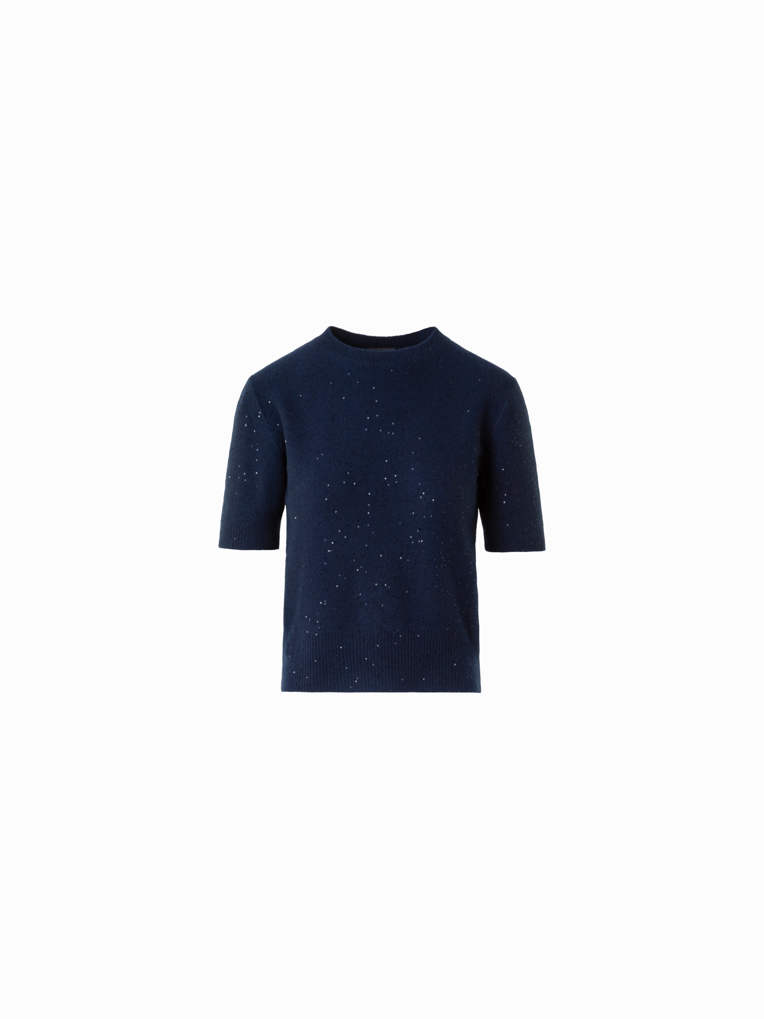 Sequin Short-Sleeve Wool Cashmere Knit Sweater Cold Day