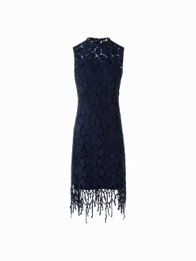 Boho Tone light layering Fringe Sheath Dress in Lapis Lazuli Embroidery