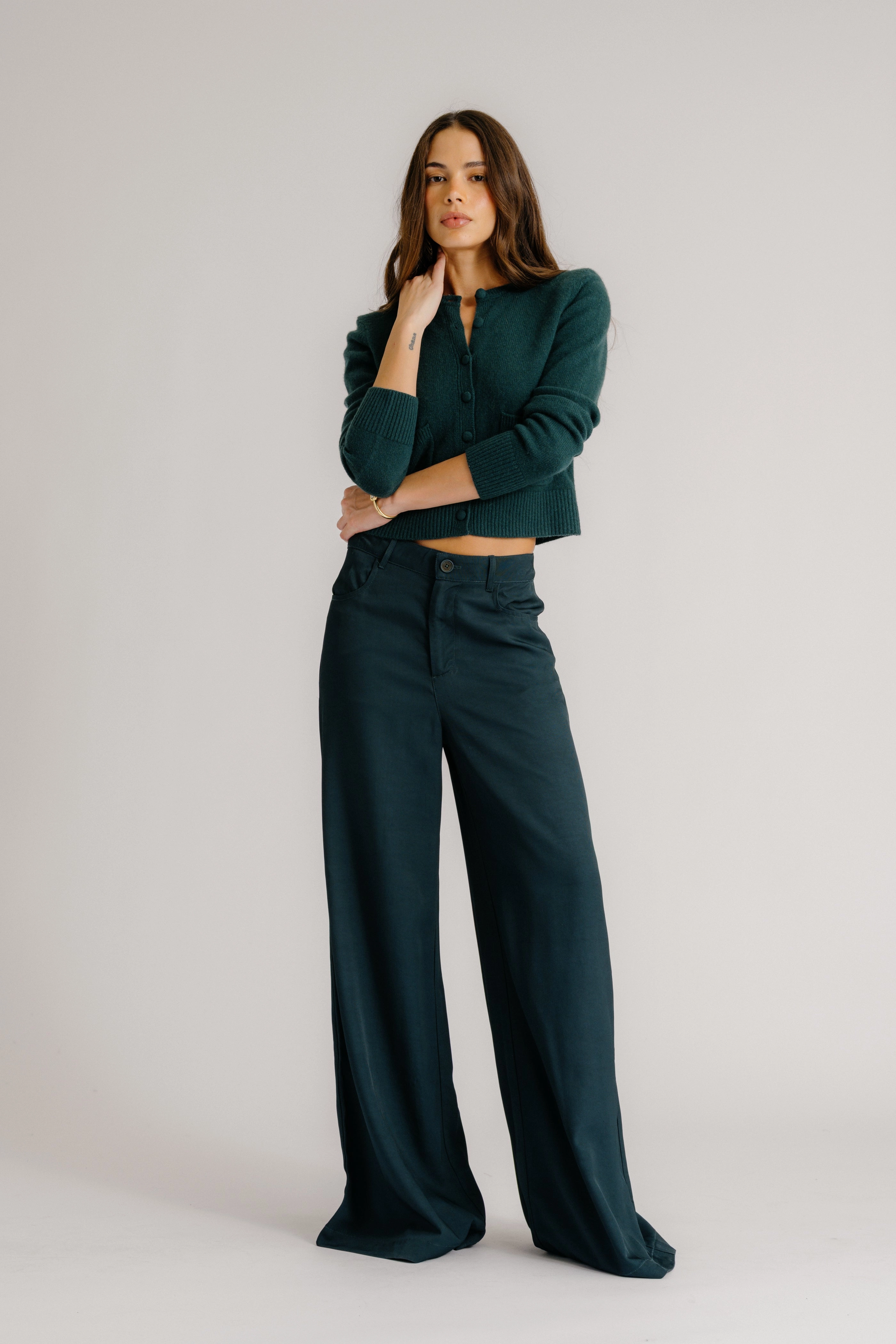 EMILIA SHOULDER PAD CASHMERE CARDIGAN | SACRAMENTO Low Impact Production Casual Knit