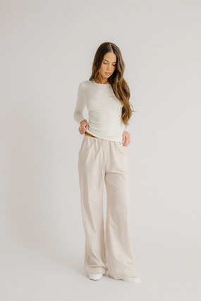 Comfortable Style GEMMA PULL ON STRAIGHT LEG PANT | GARDENIA MULTI STRIPE