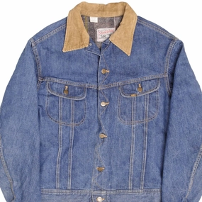 fireplace VINTAGE LEE STORM RIDER BLANKET LINED DENIM JACKET 1970S SIZE XL MADE IN USA