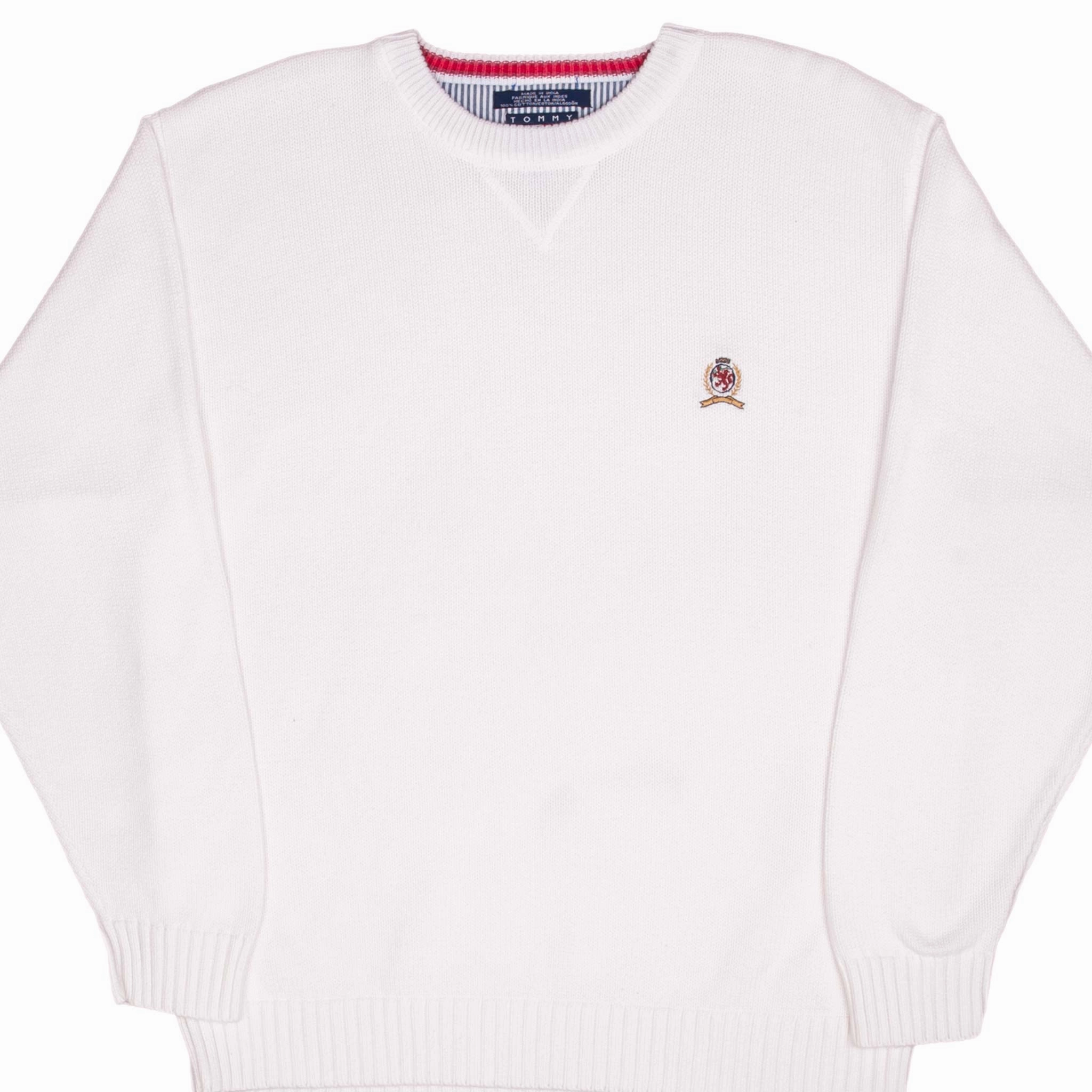 VINTAGE TOMMY HILFIGER 1990S WHITE KNIT SWEATER SIZE LARGE formal party